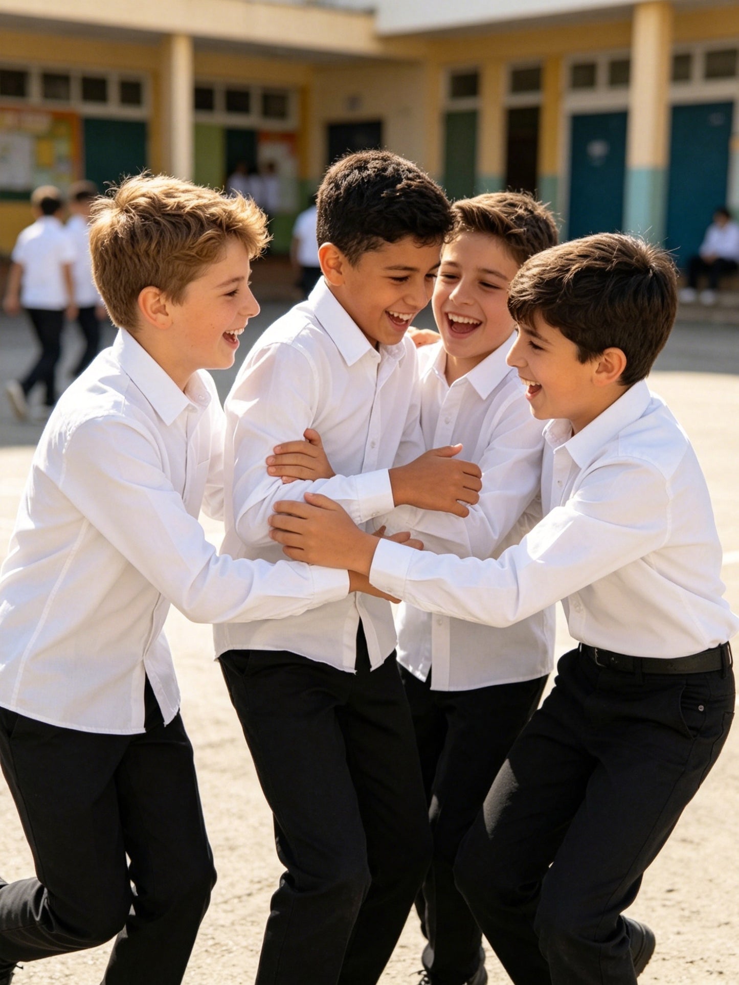 Boys' White Long Sleeve Dress Shirt for School Uniforms