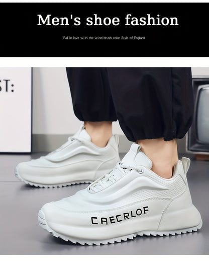 Men's Casual Lace-Up Basketball Shoes, Classic White and Blue Contrast Sneakers, Offering a Breathable, Lightweight, and Comfortable Feel with Shock Absorption and Wear Resistance. Suitable for All-season Casual and Daily Spo - ayq