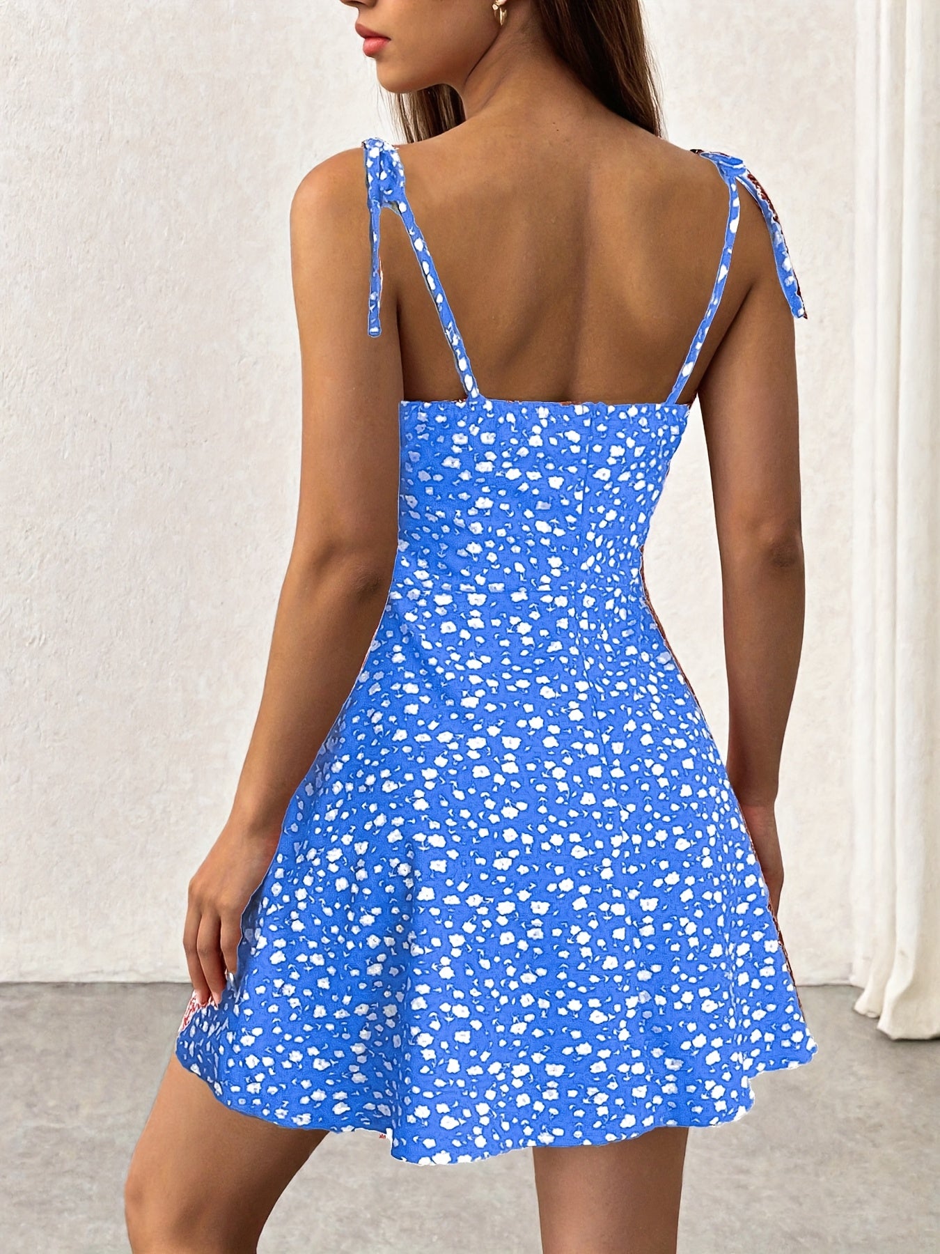 Elegant Women's Spring Mini Slip Dress with Floral Print