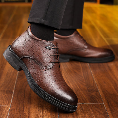 Men'S Winter Warm Fleece-Lined High-Top Dress Shoes - Non-Slip, Durable, Stylish Black Oxfords for Business & Casual Wear, Perfect for Weddings & Outdoor Events, Winter Footwear | Sophisticated Style | Durable Rubber Sole