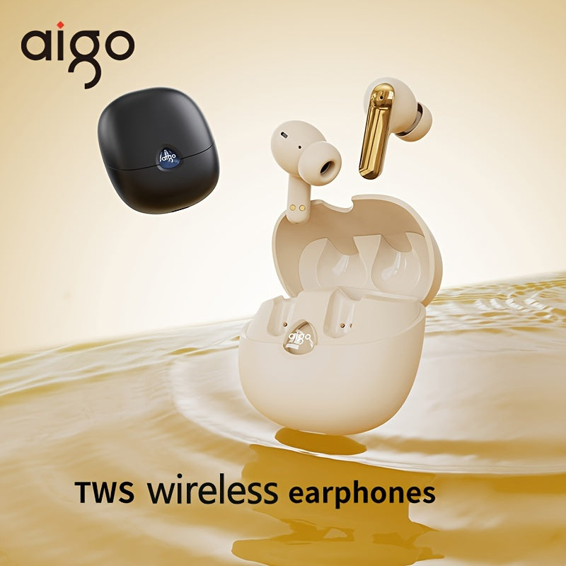 Aigo 5.4 Wireless Headphones with a Microphone, TWS In-Ear Sports Headphones, Stereo In-Ear Headphones with an LED Display, And Wireless Running Earphones for Gifts.