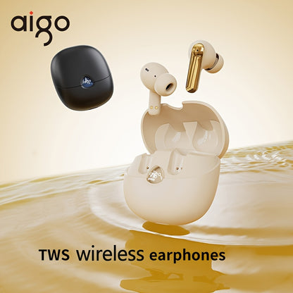 Aigo 5.4 Wireless Headphones with a Microphone, TWS In-Ear Sports Headphones, Stereo In-Ear Headphones with an LED Display, And Wireless Running Earphones for Gifts.