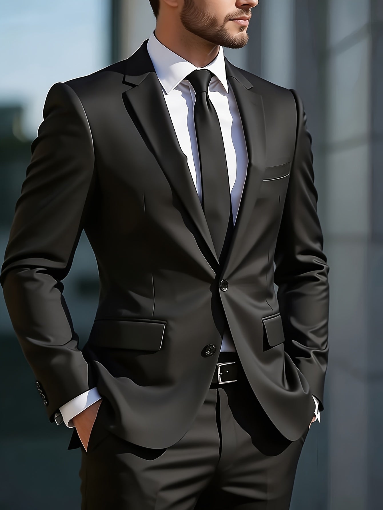Men's Slim Fit Single-Breasted Business Suit Jacket