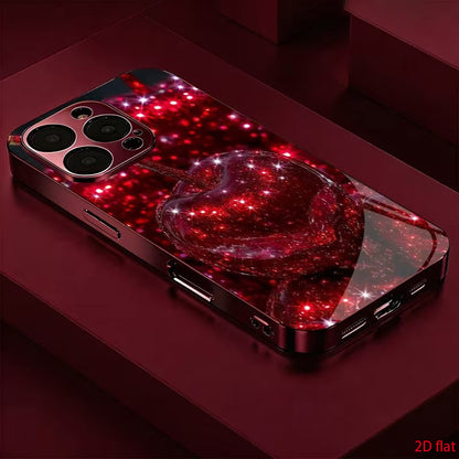 Luxury Red Cherry Acrylic Phone Case for iPhone 15-18 Pro Max