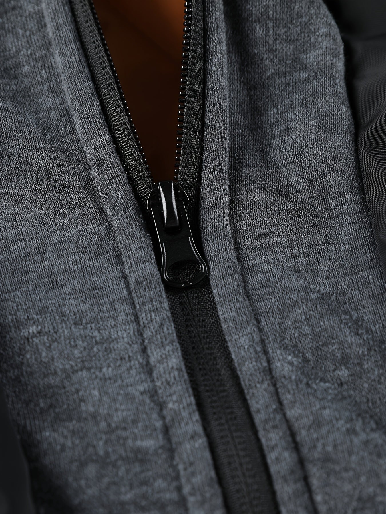 Men'S Winter Jacket with Detachable Hood - Warm Fleece-Lined Zip-Up Coat, & Orange Contrast Design, Polyester Lining, Regular Fit for Cold Weather, Casual Outerwear, Durable Zipper Closure