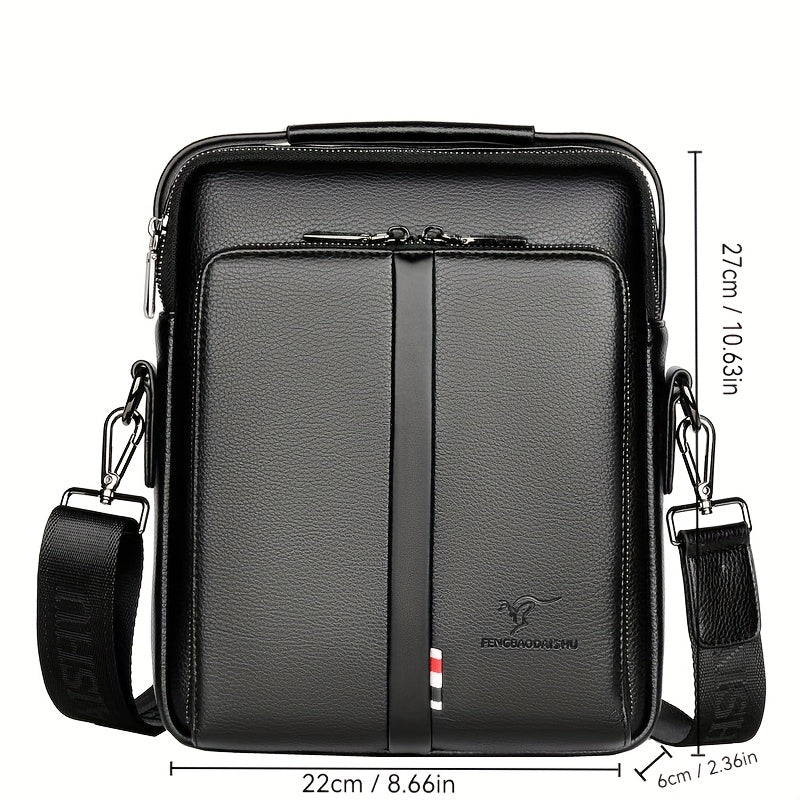 Men'S Genuine Backpack - Adjustable Strap, Multiple Compartments, Large Capacity for Daily Commute  Business, Black, Commuting Backpack, Sleek Design, Textured Finish