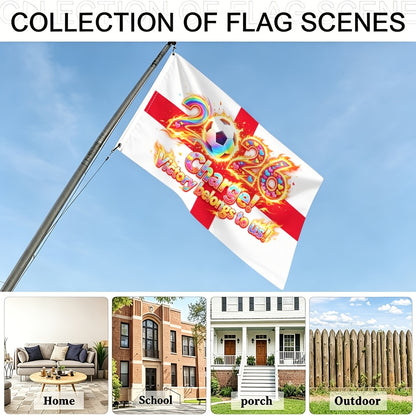 England 2026 Football Fan Flag - Vibrant Polyester, Fade-Resistant