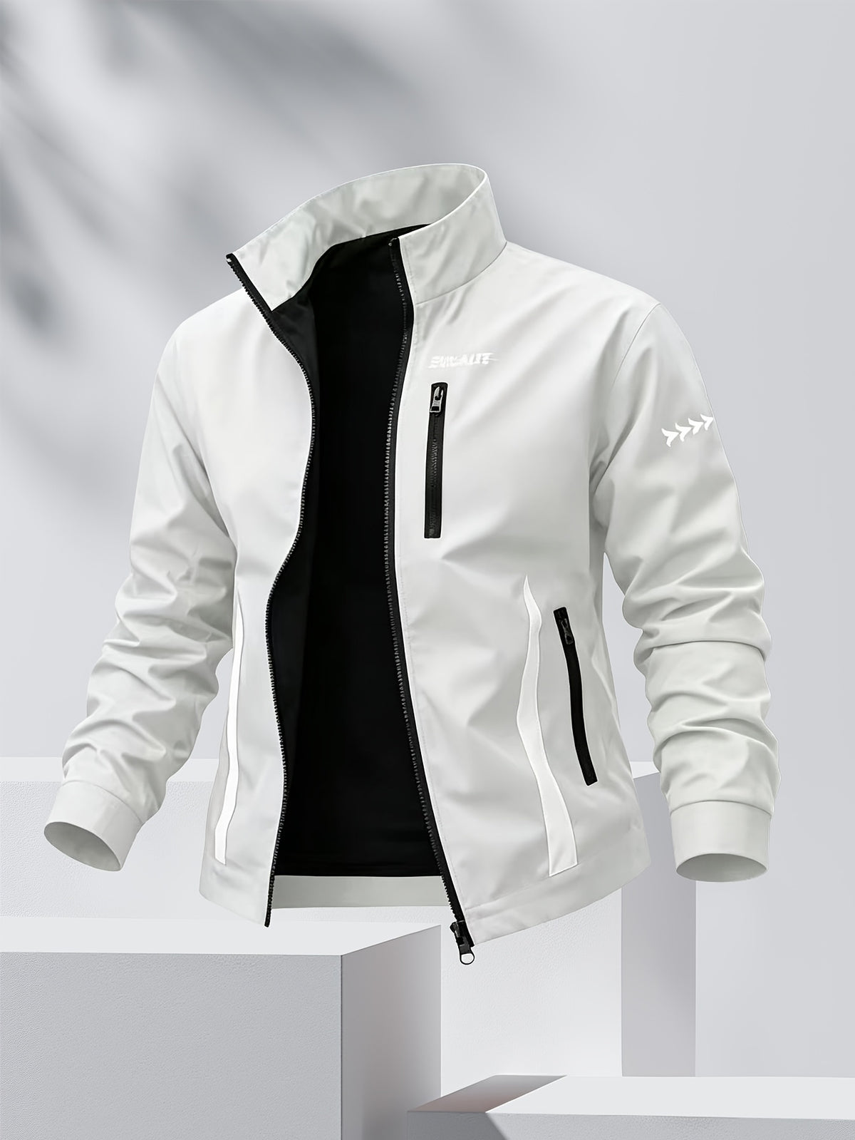 Unisex Casual Sport Bomber Jacket with Stand Collar for Spring-Fall