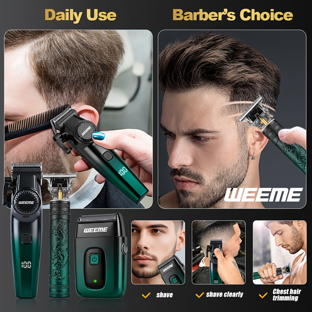WEEME 3pcs professional Men's hair clipper set, easy to operate, comes with an electric razor, multi-functional hair trimmer for trimming hair and beard, suitable for both home use and barber shops, an excellent gift for frie