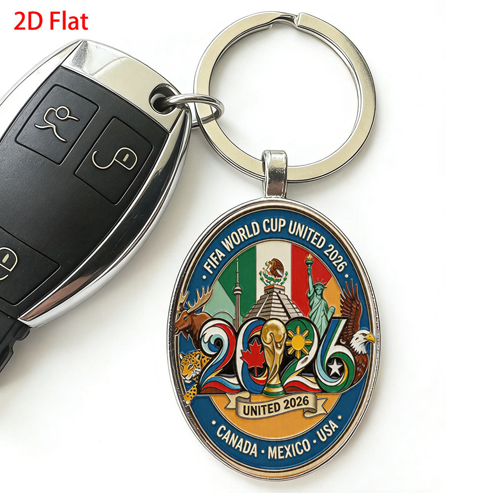 2026 FIFA World Cup Metal Keychain Featuring USA, Canada, Mexico