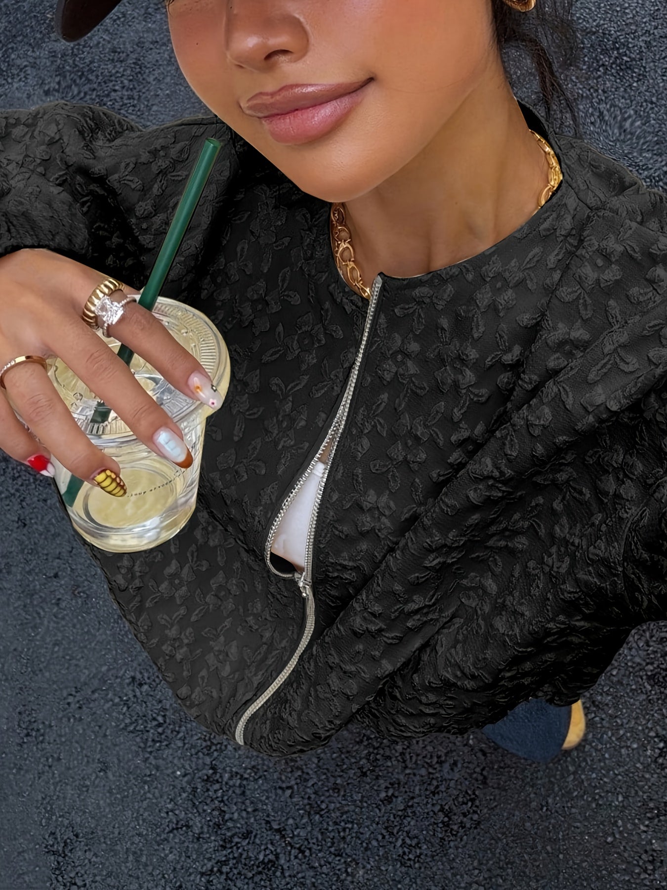 Solid Color Zip-Up Casual Jacket