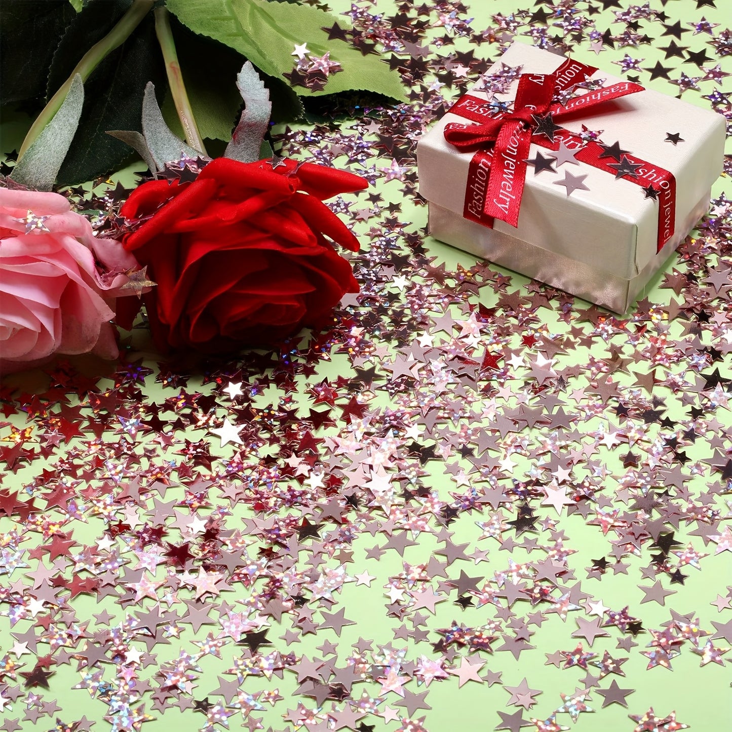 1200/2800pcs Sparkling Star-Shaped Confetti - Golden & Rose Golden Plastic Party Decorations for Halloween, Christmas, Weddings, Birthdays, Graduations, and Holiday Celebrations, Festive Table Decorations, Celebration Accesso