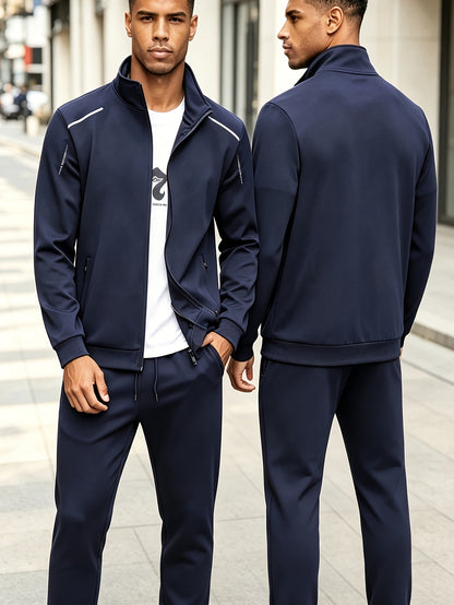 Men's Spring/Fall Stand-Up Collar Sports Cardigan Suit