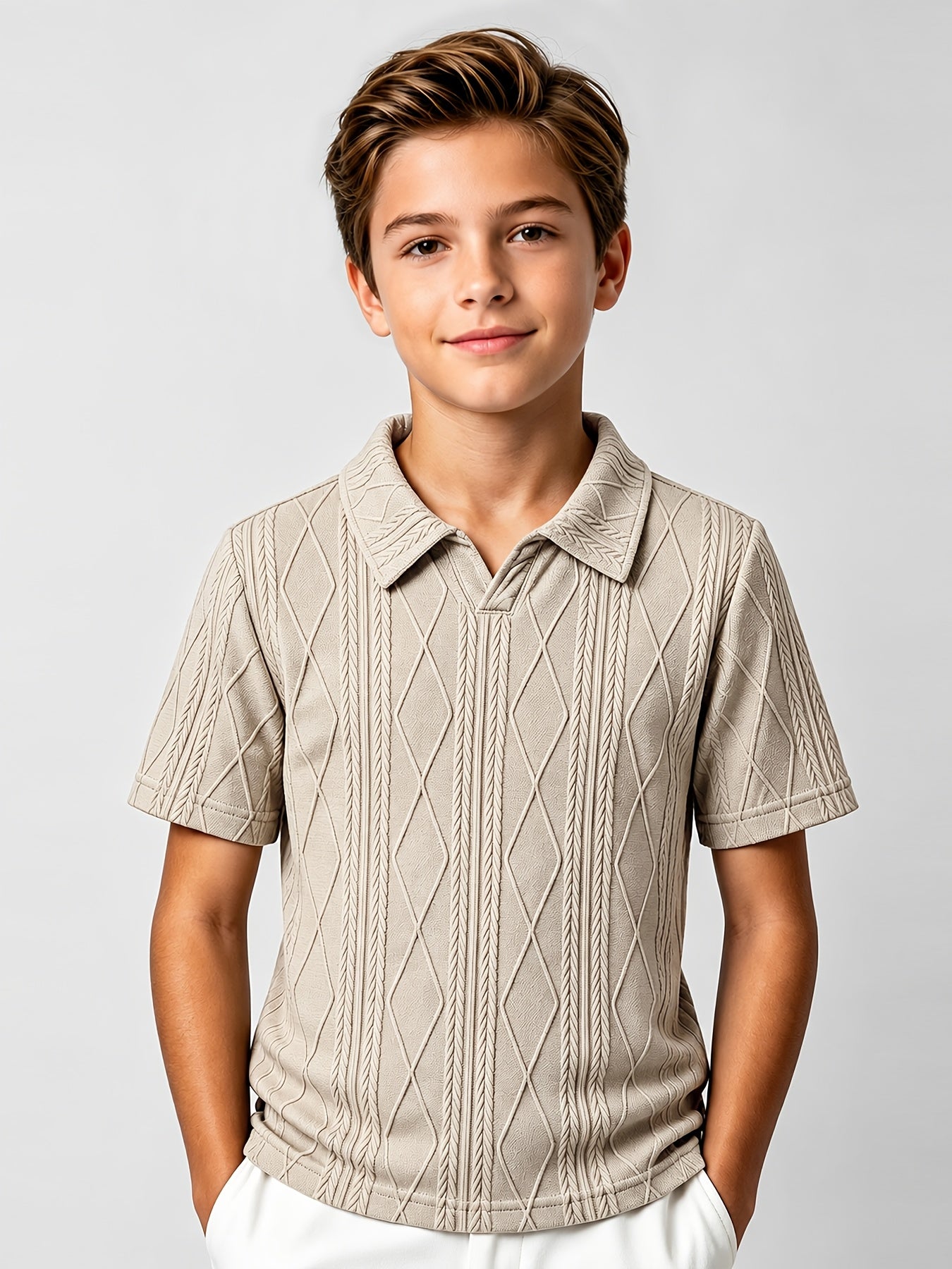 Boys' Summer Breathable Polo Shirt with Lapel Collar