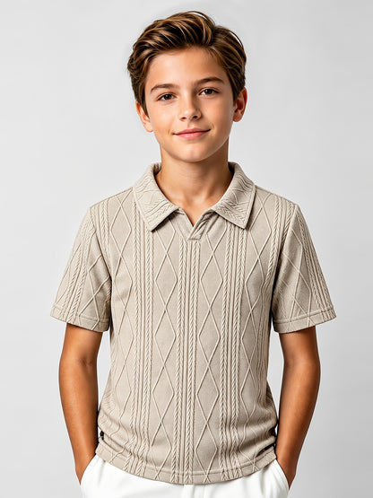 Boys' Summer Breathable Polo Shirt with Lapel Collar