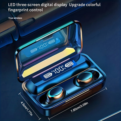 Crisp HiFi Stereo Sound Wireless Earphones with Touch Control, HD Mic, TWS Wireless Earbuds, 9D Stereo HiFi Sound Earphone, Sport Headset, with LED Display Charging Bin