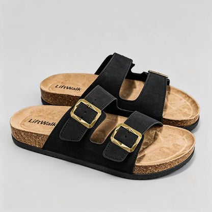 Men's Double Buckle Cork Footbed Sandals with Non-Slip Sole