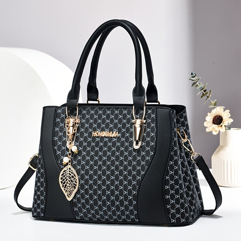 Women's Elegant Quilted Tote Bag with Removable Strap - Faux Leather