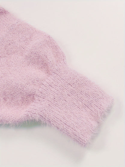 Plus Size - Women'S Cozy Yellow V-Neck Sweater with Pearl Buttons & Fleece-Lined Cuffs - Asymmetrical Hem, Geometric Pattern, Casual Winter Pullover for Casual Attire, Winter Apparel | Vneck Sweater | Pearl Button Details, Sw