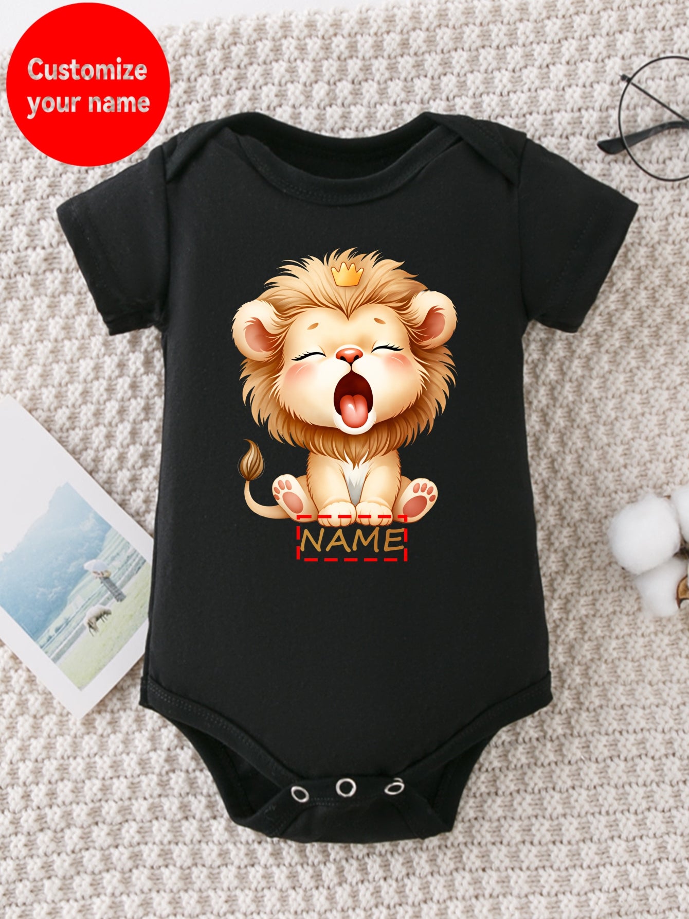 Baby Boy Cotton Jumpsuit with Lion Print, Summer Casual