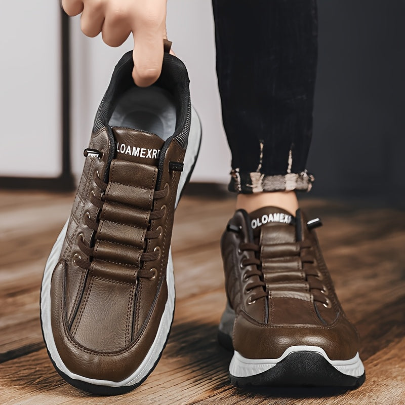 Men's Casual Business Shoes - Low-Top Round Toe, PU Upper, PVC Sole, EVA Insole, Slip-On Design for All Seasons, Solid Color, Comfortable  Stylish for Casual Attire
