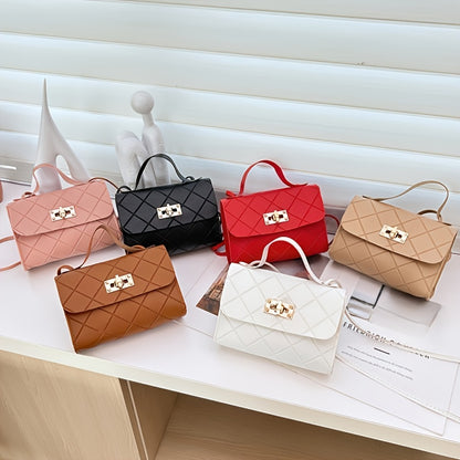 A Minimalist Striped Small Square Bag, Crossbody Style, with a Turn-Lock Closure, Perfect for Commuting, Shopping, And Leisure. an Ideal Gift for During Holidays, Suitable for Couple Trips, Work, Office Use, Balls, Parties, W