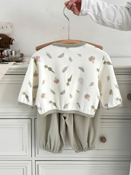 Boys' Autumn Crew Neck Letter Print Top & Casual Pants Set