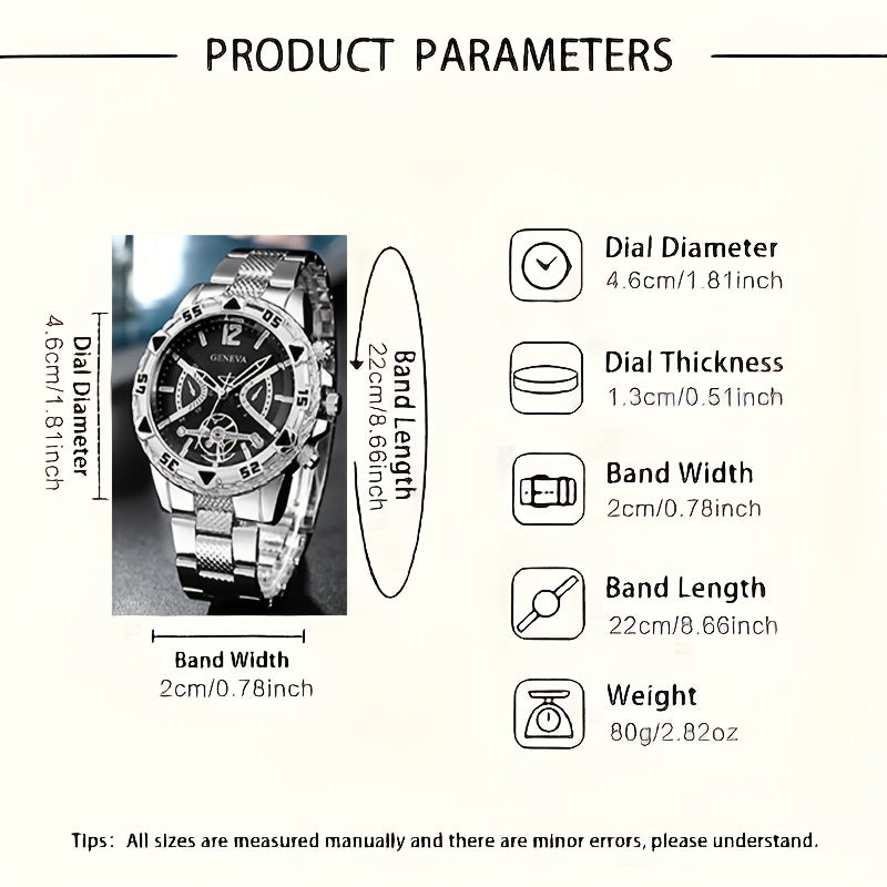 A Set of 3 Luxury Men'S Fashion Casual Business Watches, Wallet, And Keychain, Perfect As a Birthday, Anniversary, Or Holiday Gift for Him, Including Christmas Presents for Men