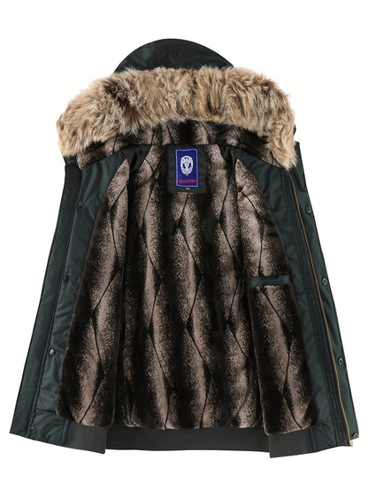 Men'S Winter Jacket with Full-Zip Closure, Hooded Insulated Coat - Bright Orange Cold Weather Outerwear, Zippered Pockets & Hood - Non-Stretch Fabric for Hiking, Commuting, Everyday - Fall/Winter Jacket for Adults, Outdoor Ac