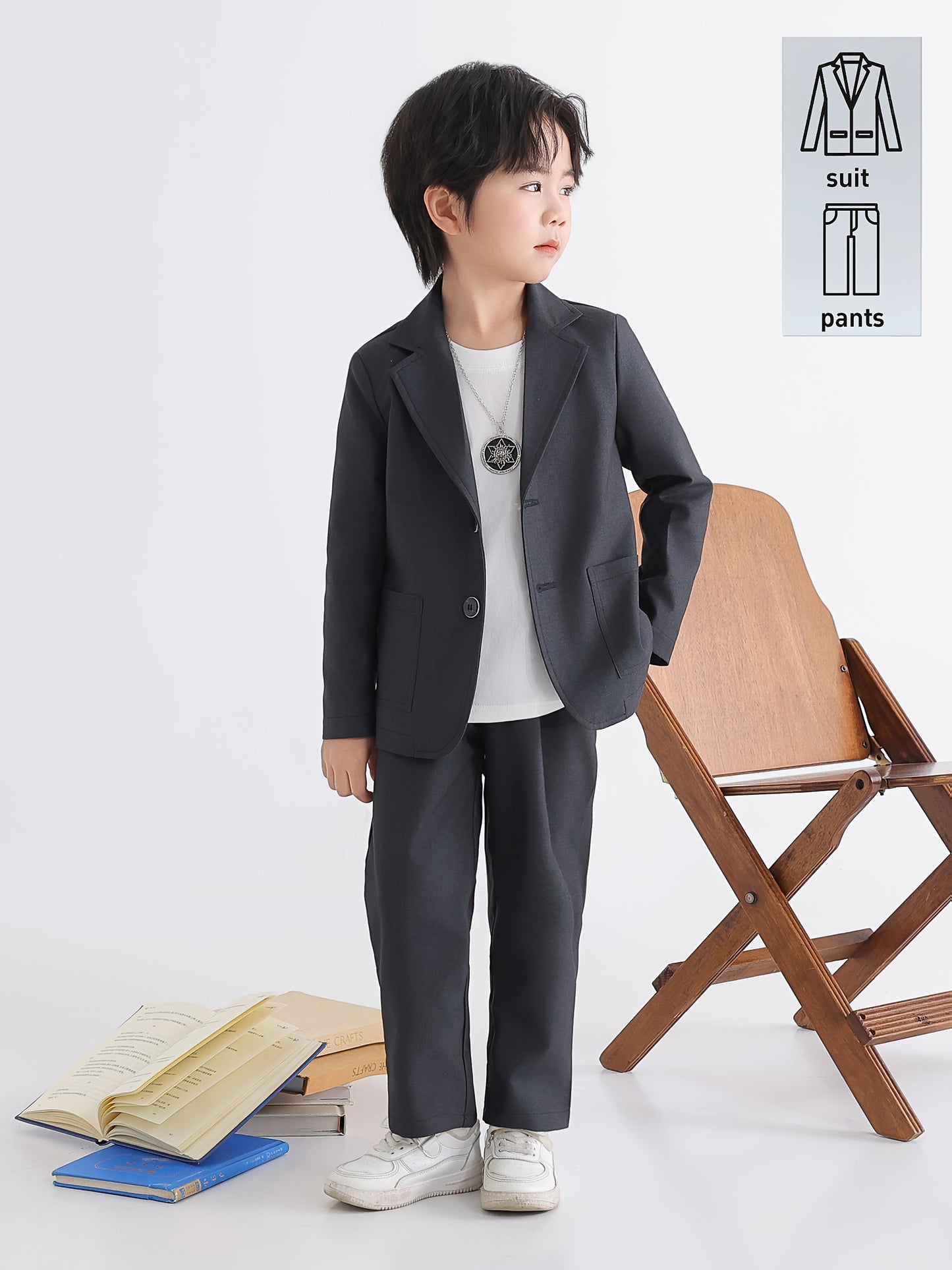 Boys' Casual Suit Set with Jacket & Pants for Special Occasions