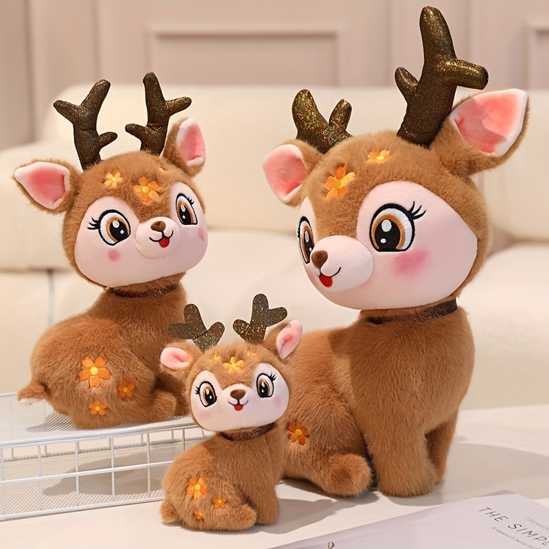 30Cm/11.81In Starry Sika Deer Stuffed Animal Reindeer Elk Ornament with Deer Plush Toy Simulation Beautiful Doll Premium Elegant Birthday Easter Valentine'S Day Present