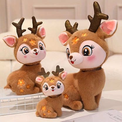 30Cm/11.81In Starry Sika Deer Stuffed Animal Reindeer Elk Ornament with Deer Plush Toy Simulation Beautiful Doll Premium Elegant Birthday Easter Valentine'S Day Present