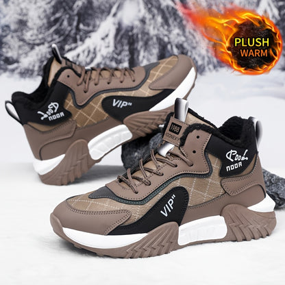 Men's Winter Fleece Ankle Boots Warm Non-Slip Casual Shoes