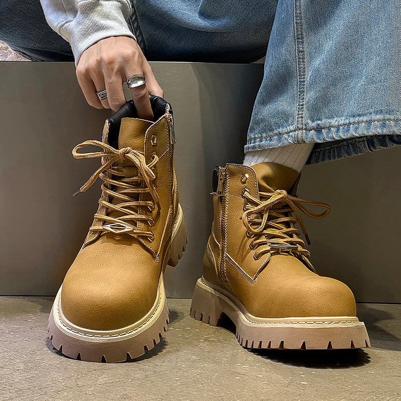 Men's British-Style Premium Riding Short Lace-Up Boots