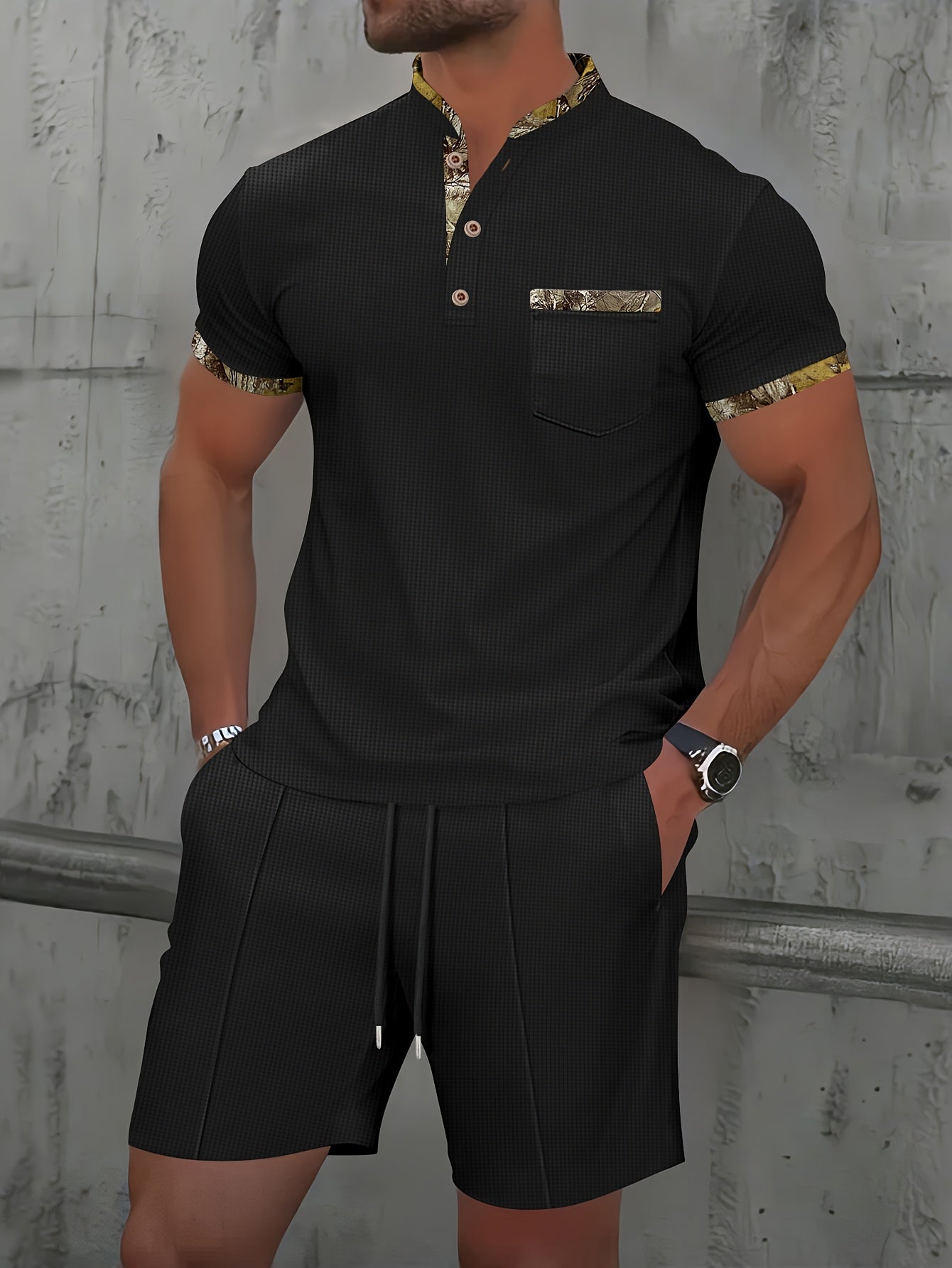 Men's Casual Summer Suit Set - Short Sleeve Shirt & Shorts