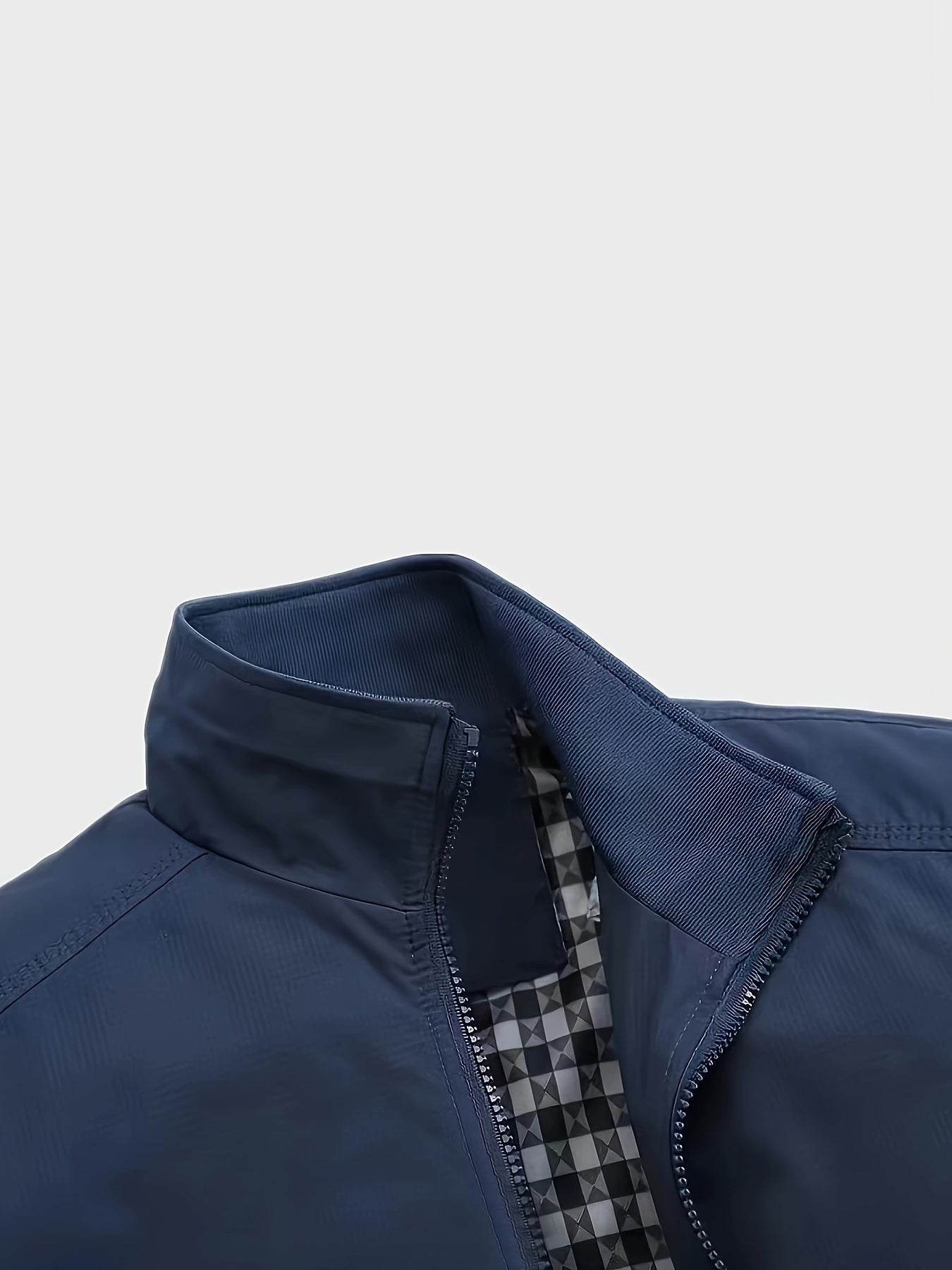 Men's Academic Jacket - Burgundy (Deep Red), Zip-Up Front Closure, Structured Non-Stretch Fabric, Zippered Pockets - Formal & Casual Outerwear for Office, Events, Everyday - Easy-Care Coat, Dressy Jacket, Houndstooth Pattern