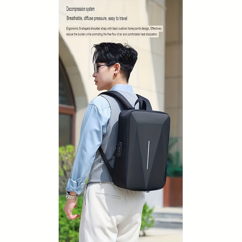 Durable Build, Business Style Laptop Backpack with Anti-Theft Design, Adjustable Shoulder Straps, Multiple Compartments, Zipper Closure  PVC Lining - Black, Secure Laptop Storage   Sleek Backpack Design   Sturdy Zipper Closu