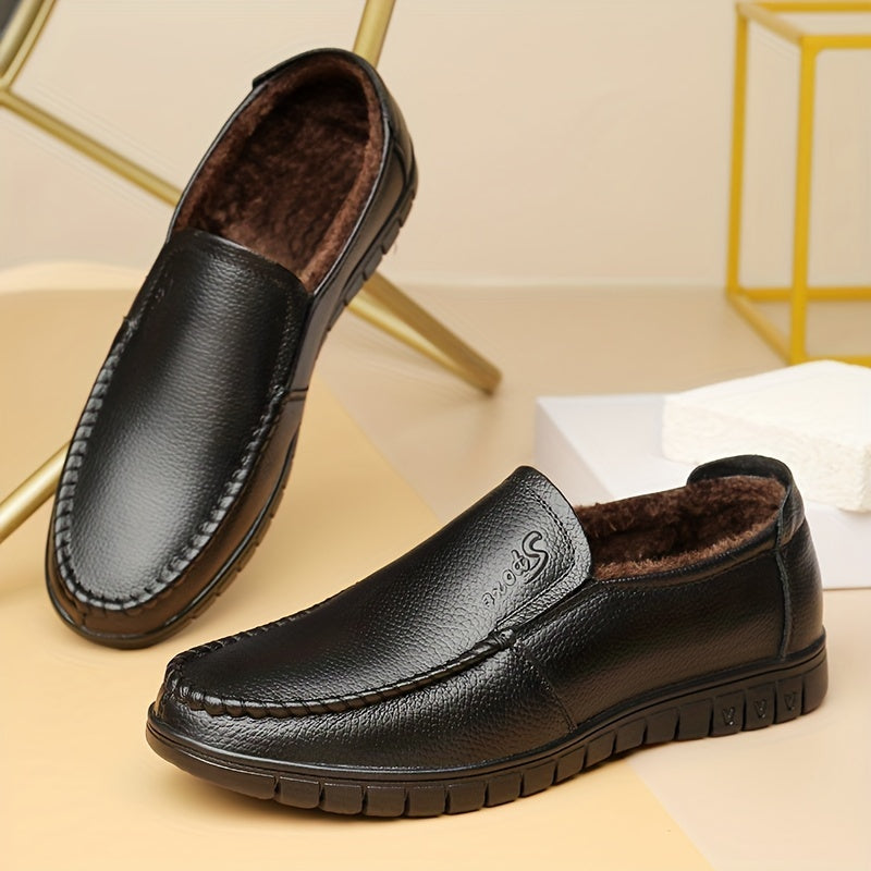 Men's Fuzz-lined Loafer Shoes, Comfy Non-slip Slip On Shoes, Men's Footwear, Fall And Winter