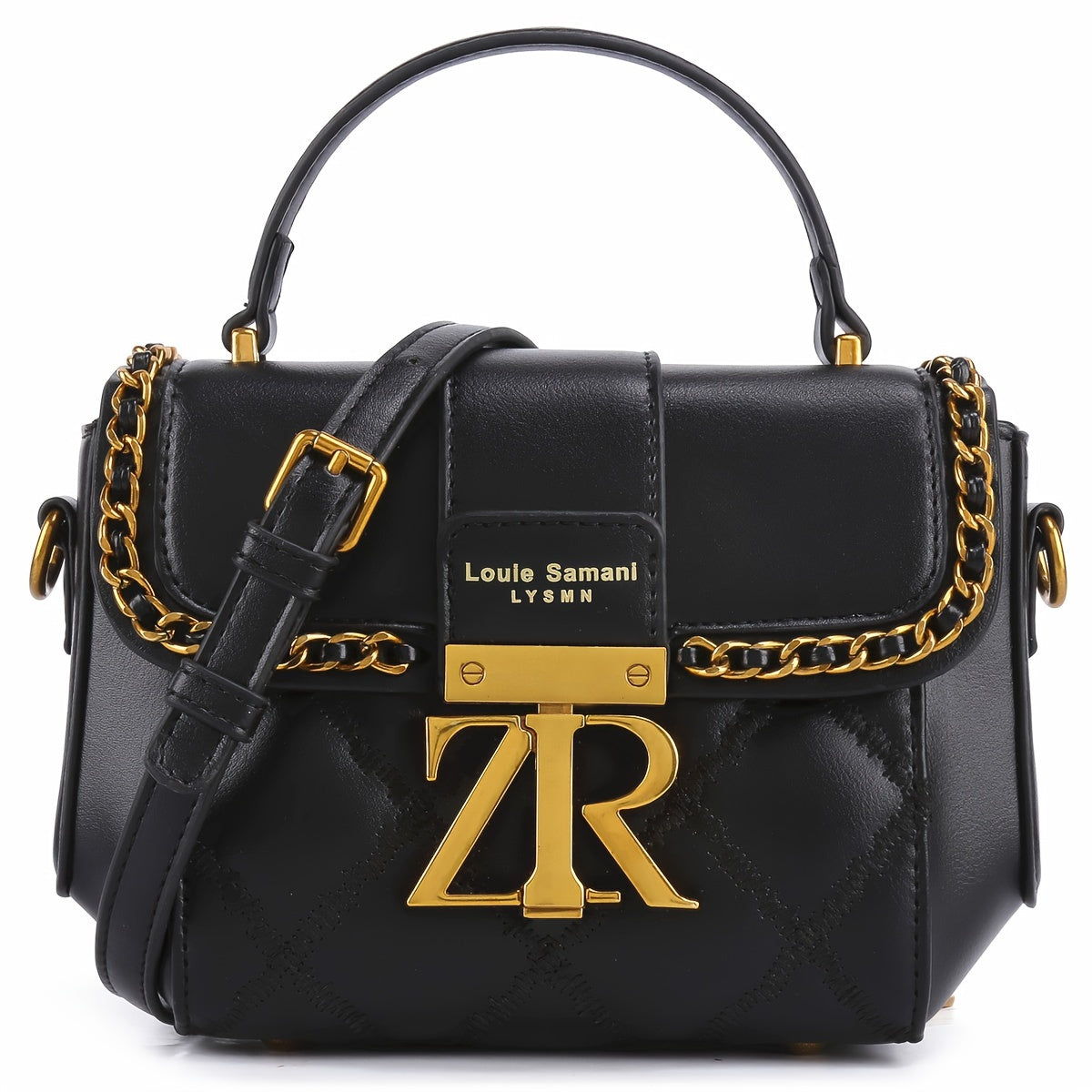 Women's Black PU Leather Crossbody Bag with Metal Accents
