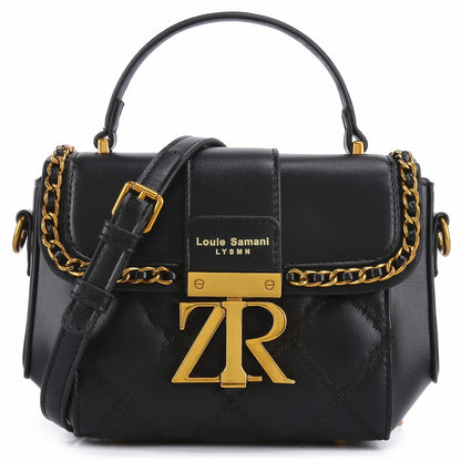 Women's Black PU Leather Crossbody Bag with Metal Accents