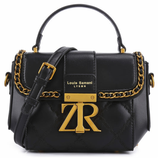 Women's Black PU Leather Crossbody Bag with Metal Accents