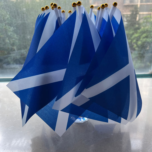 Scotland Mini Handheld Flags - Polyester Fabric with Plastic Rods - ayq