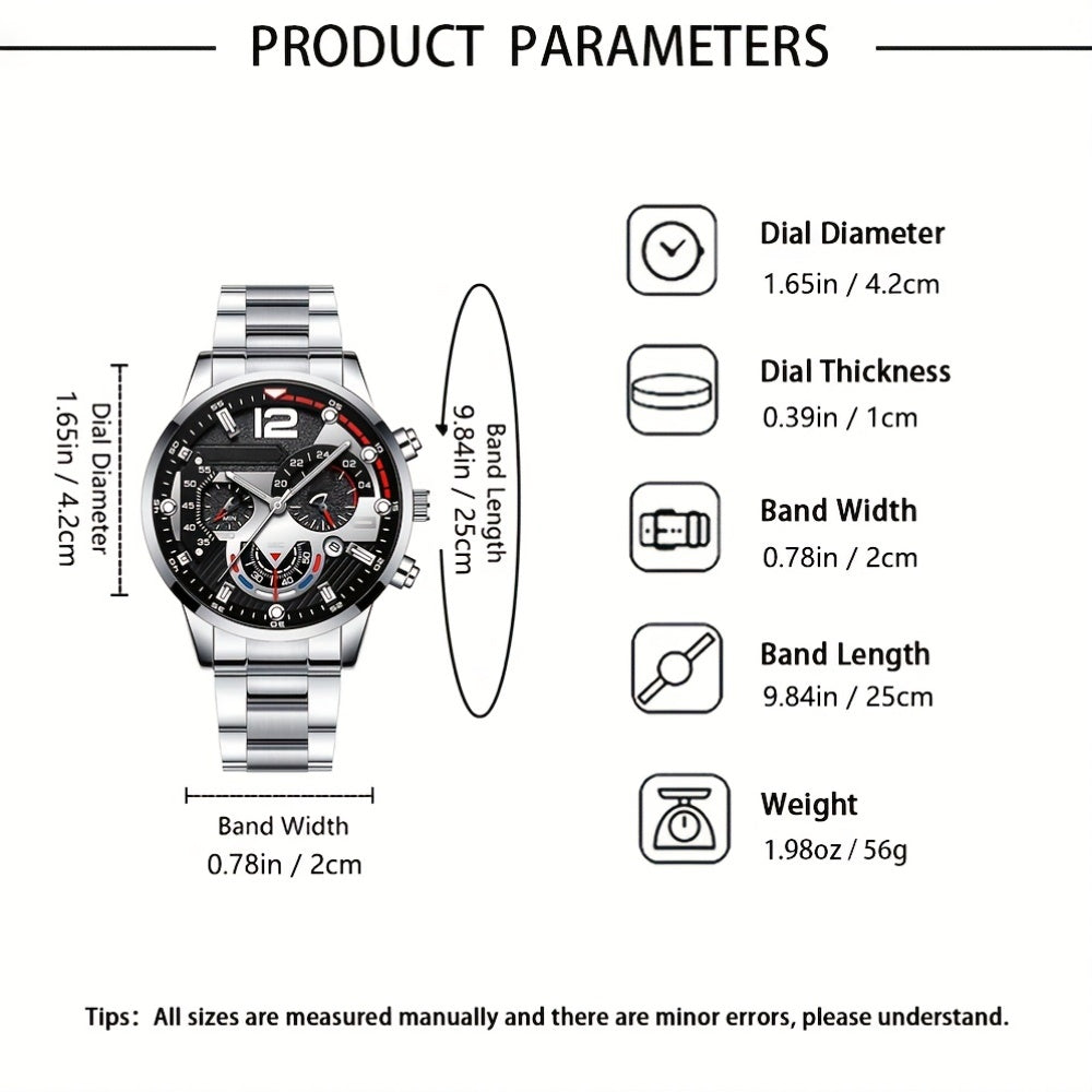 A Set of 5pcs Including a Stylish High-End Men'S Watch, Wallet, Glasses, Ballpoint Pen, And Keychain, Perfect for Business Gifting. an Excellent Choice for a Holiday Gift for a Boyfriend, Father, Family Member, Or Brother.