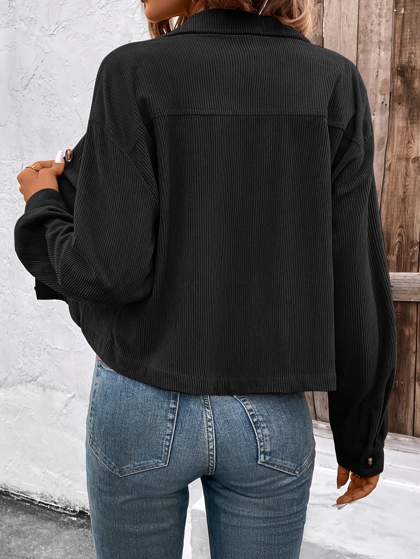 Women'S Elegant Pink Button-Up Jacket with Flap Pockets - Casual Fall Outerwear, Long Sleeve, Button Detail, Polyester Blend, Machine Washable, Casual Outerwear | Buttonup Jacket | Polyester Blend Jacket