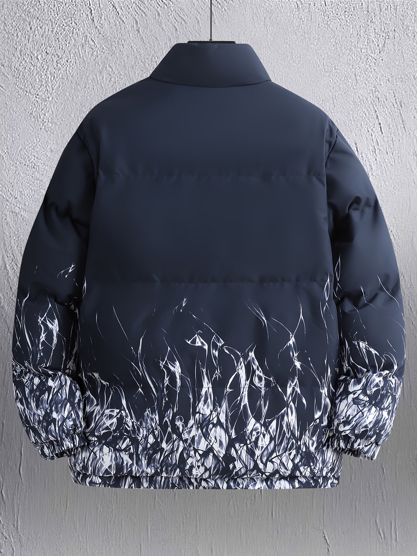 Men'S Heavyweight Winter Jacket - Full-Zip Hooded Coat with Stand Collar, Navy Blue Cold Weather Outerwear, Polyester Insulated Jacket for Everyday & Formal Events, Non-Stretch Fabric, Zipper Closure, Winter Coats, Formal Eve