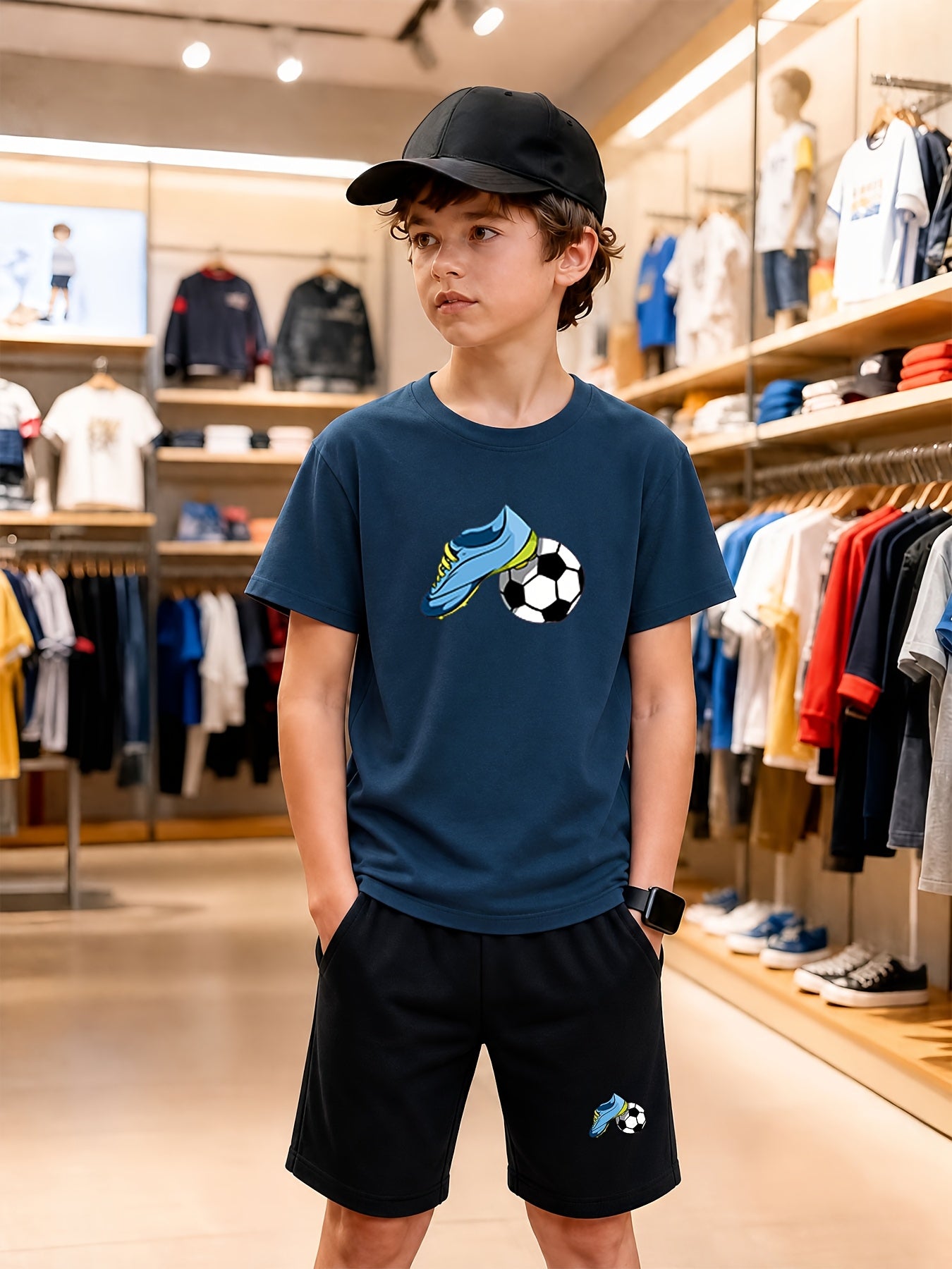 Boys' Casual Cotton T-Shirt & Shorts Set for Spring Summer