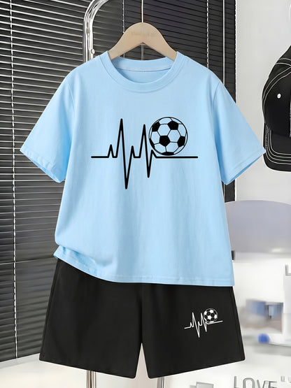 Boys' Casual Cotton T-Shirt and Shorts Set for Spring Summer
