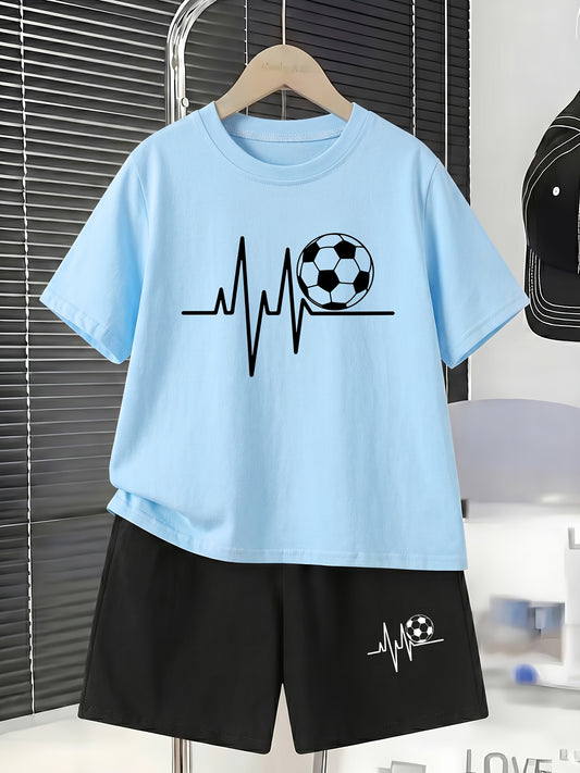 Boys' Casual Cotton T-Shirt and Shorts Set for Spring Summer