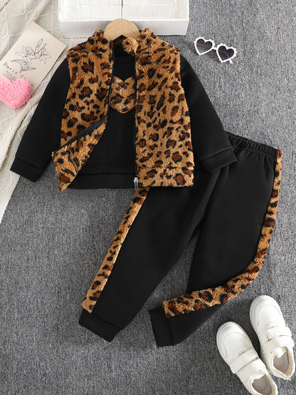 Girls 3-Piece Heart Pattern Fall/Winter Casual Set