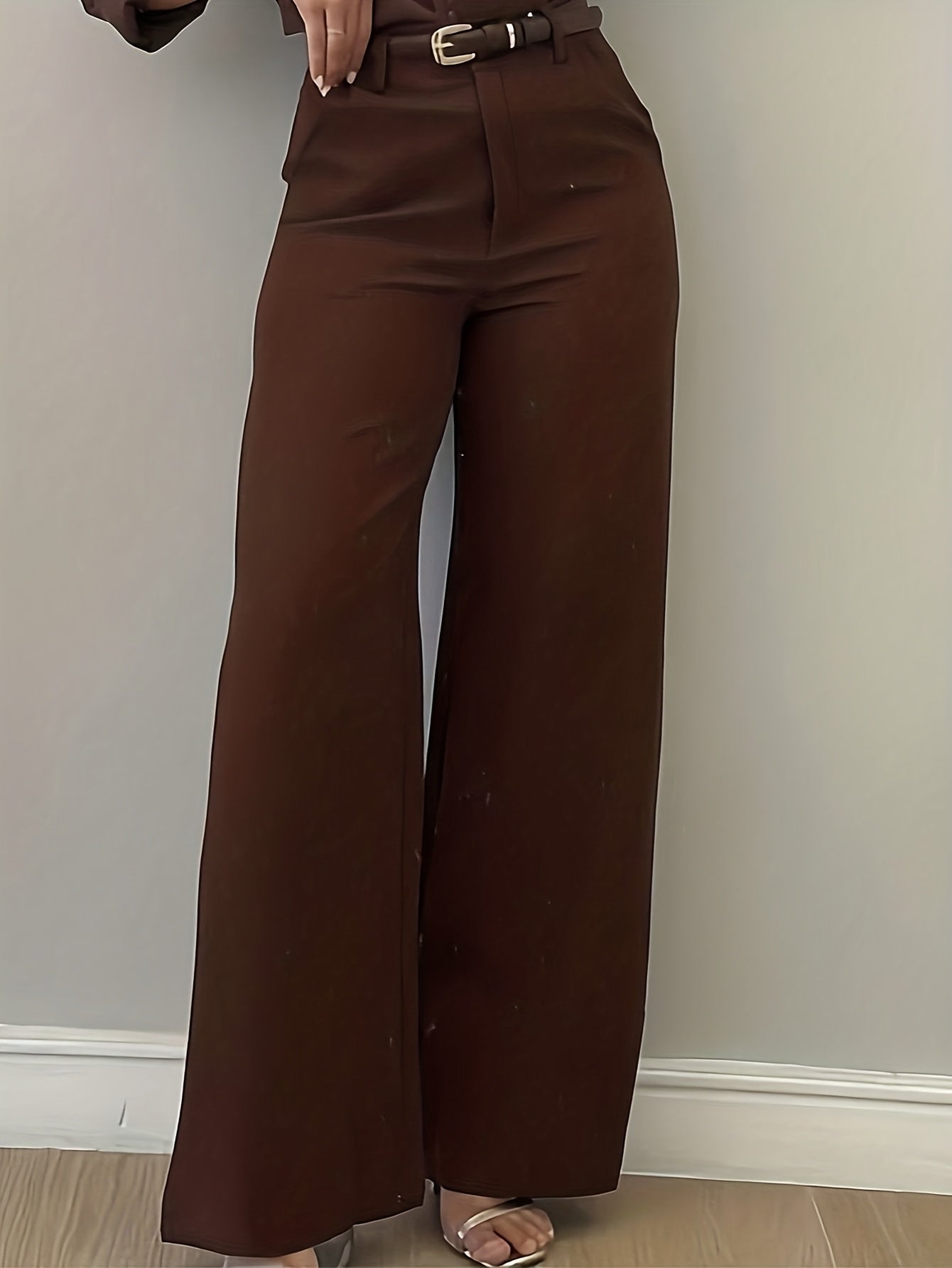 Chic Flare Leg Pants for Women | Elegant Simple Design, Suitable for Commuting, Office, and Everyday Wear, All-Season, Solid Color Not Included